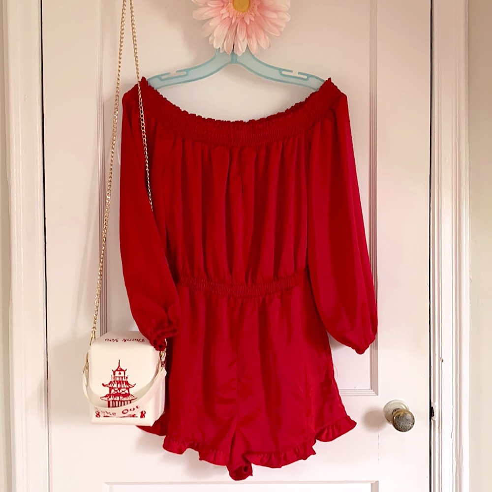 Bebe US size M 00s silky off the shoulder romper